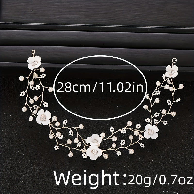 Flower Tiara Pearl Headband Wedding Hair Accessories Prom Headdress