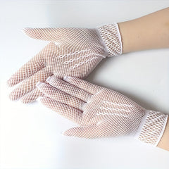 Y2K Lace Short Glove Fishnet Hollow Mesh Gloves For Wedding Bridal Women