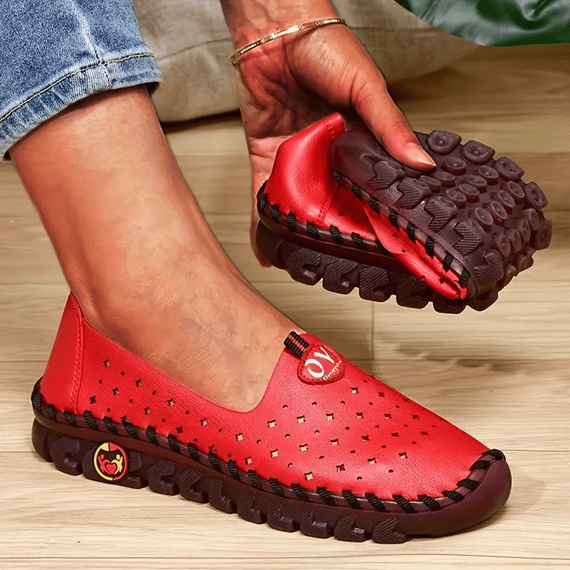 Women's Hollow Out Flat Loafers Slip On Shoes Casual Low Top Flats