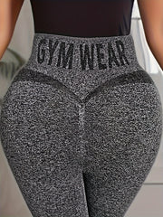 Letter Pattern Slimming Yoga Pants Tummy Control High Waist Yoga Leggings
