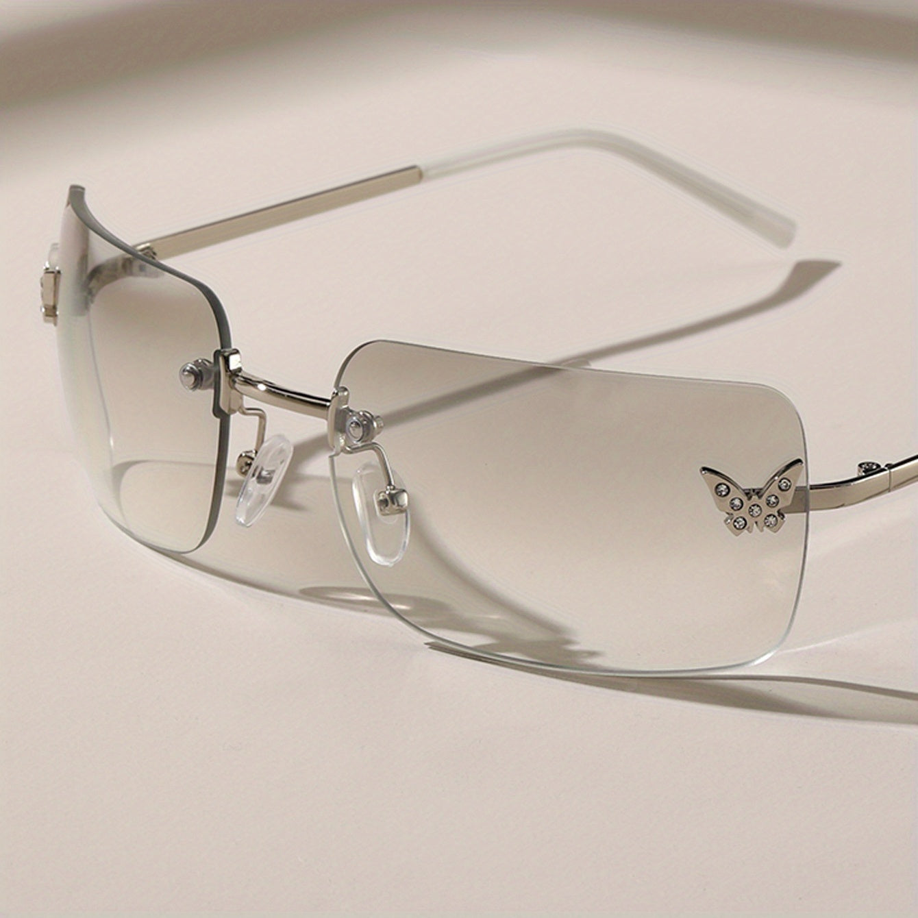 Rhinestone Butterfly Kpop Rimless Sunglasses UV400