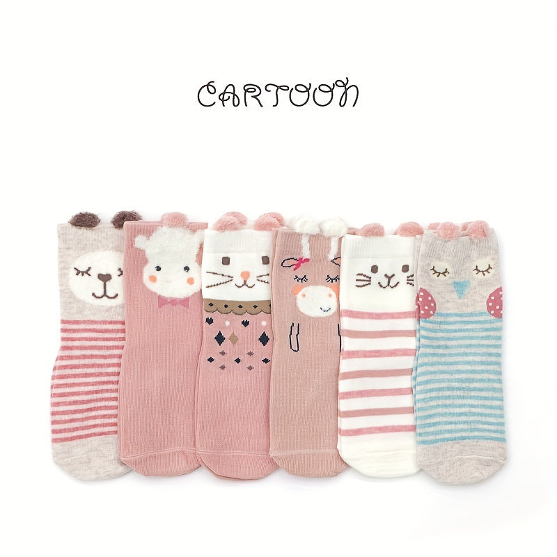 6 Pairs Kids Anti-Skid Breathable Crew Socks