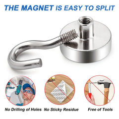 6pcs Neodymium Magnetic Hooks 25Lbs Heavy Duty Refrigerator Hook