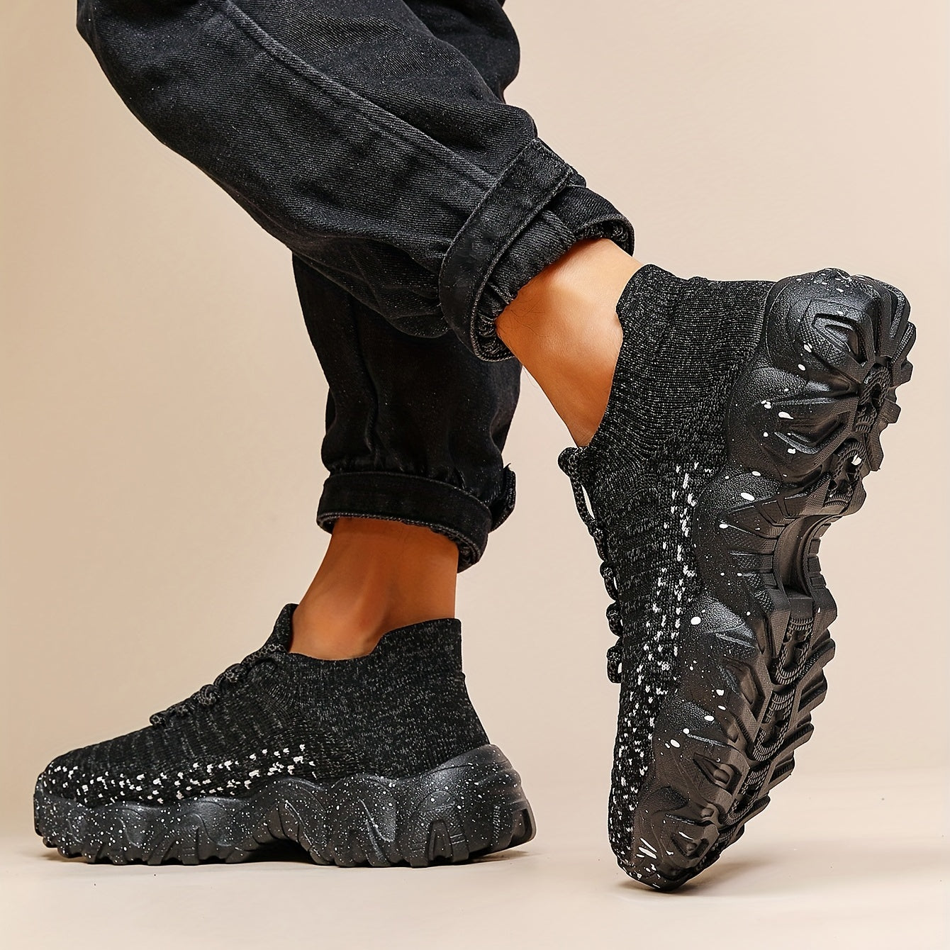 Men's Weave Knit Lace Up Casual Shoes Lightweight Sneaker