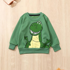 Dinosaur Pattern Sweatshirt for Kids Casual Long Sleeve Top