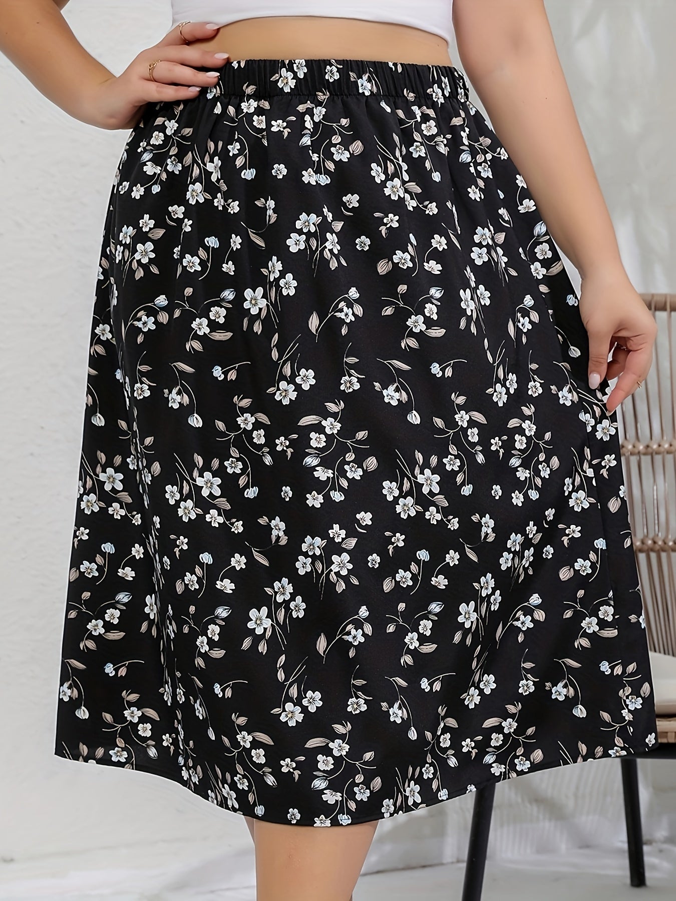Boho Skirt Women's Plus Floral Print Maxi Skirt