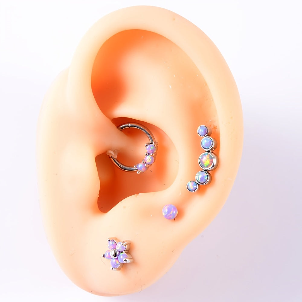 Opal Tragus Nose Ring Surgical Steel Cartilage Piercing