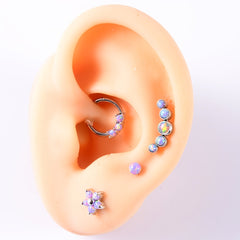 Opal Tragus Nose Ring Surgical Steel Cartilage Piercing
