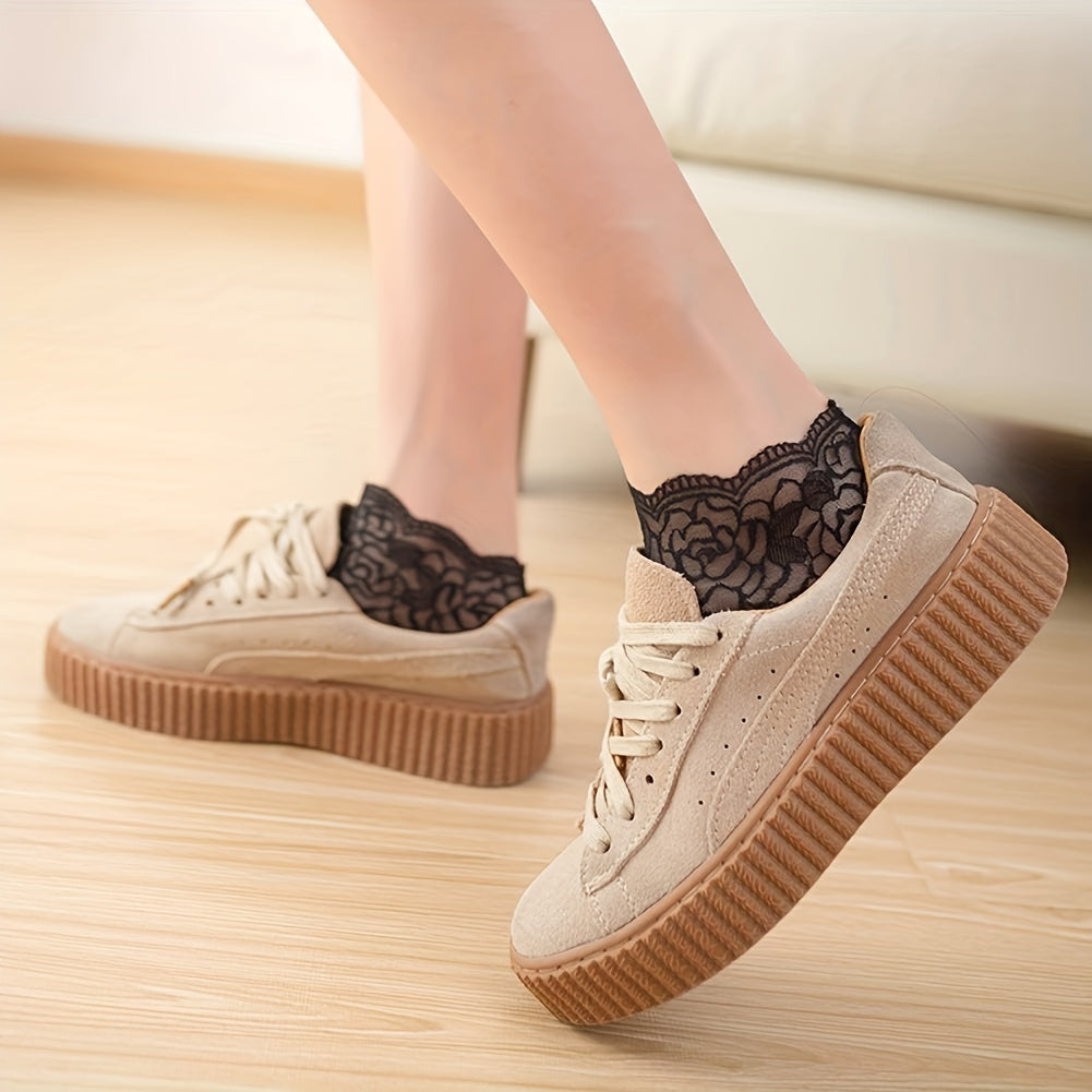 5 Pairs Girl s Lace Ankle Socks Low Cut Fishnet Children s Short Socks