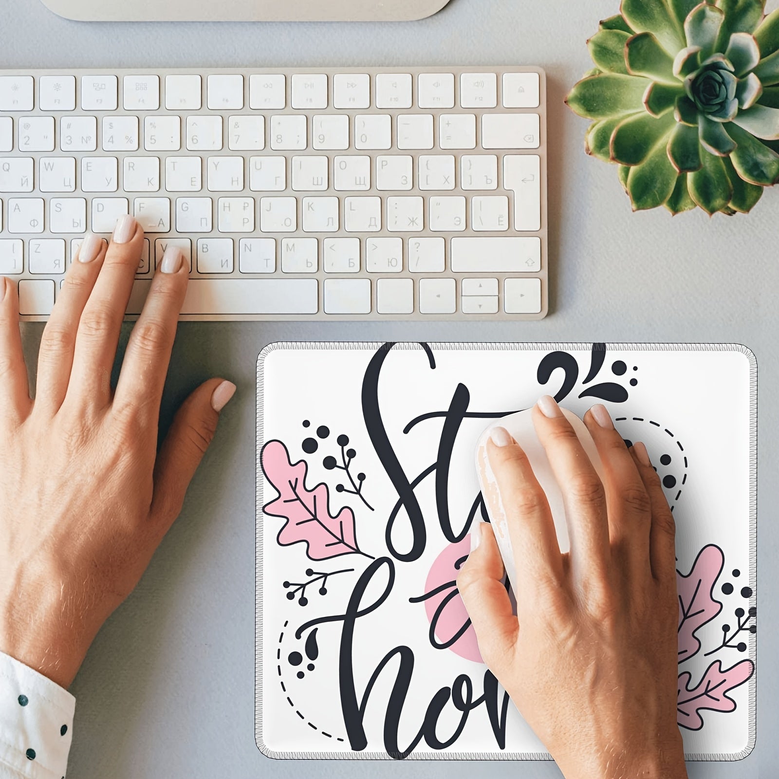 Stay At Home Font Pattern Mouse Pad 20x24cm
