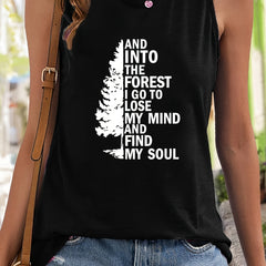 Abstract Tree Pattern Stretchy Sports Vest Sleeveless Casual Top