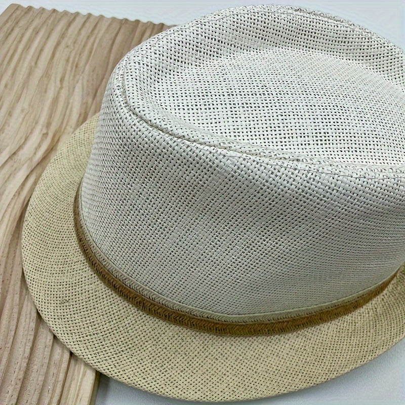 Jazz Hat Sun Hat Woven Straw Beach Hat For Men And Women