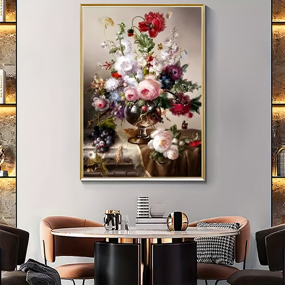 DIY Stamped Cross Stitch Kit Flower Vase Pattern Embroidery 11CT Canvas Painting