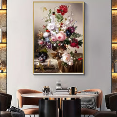 DIY Stamped Cross Stitch Kit Flower Vase Pattern Embroidery 11CT Canvas Painting