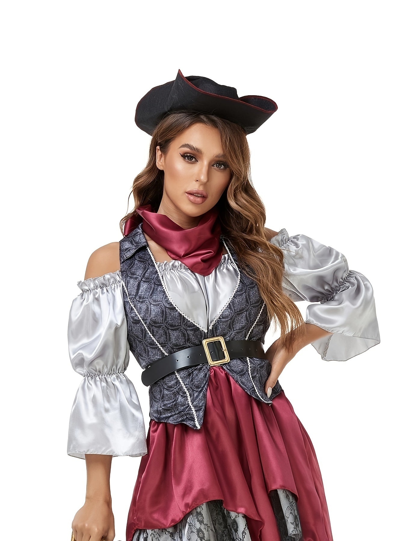 Naughty Pirate Mesh Colorblock Dress Costume