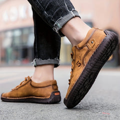 Men's Lace-up Sneakers Casual Outdoor PU Leather Walking Shoes