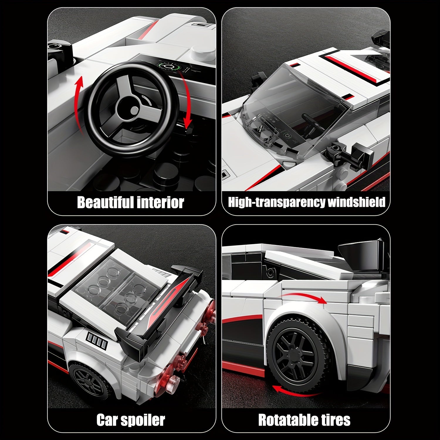 313pcs Kids' Racing Car Model Set with Display Case Educational Toy