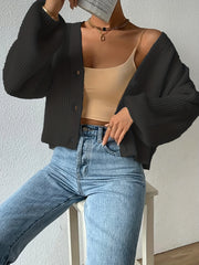 Button Front Knitted Cardigan Long Sleeve
