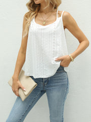 Eyelet Double Spaghetti Strap Cami Top for Summer