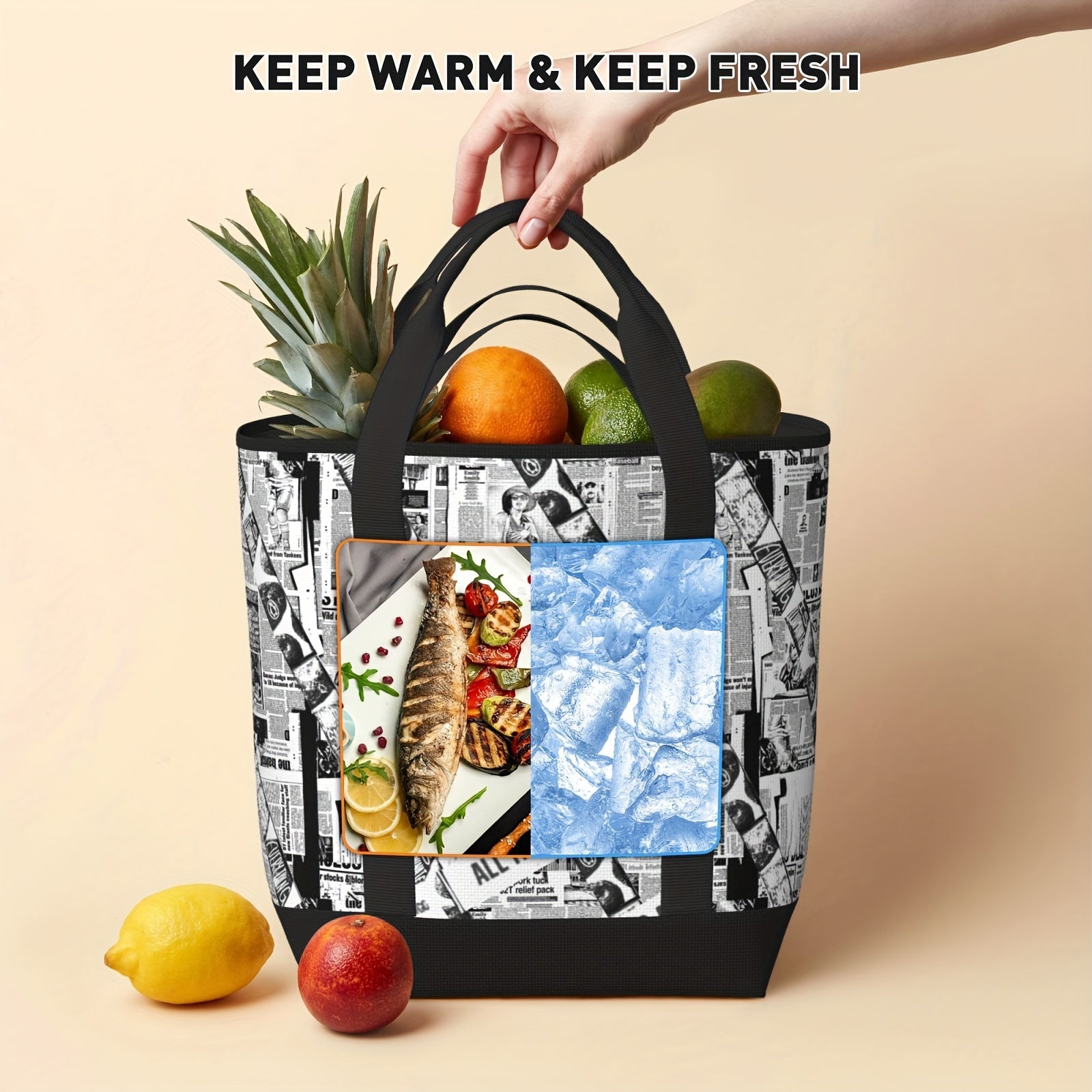 Large Insulated Cooler Tote Bag for Travel and Picnic