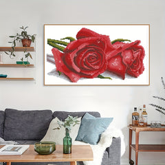 Rose Cross Embroidery Wall Decoration Material Pack