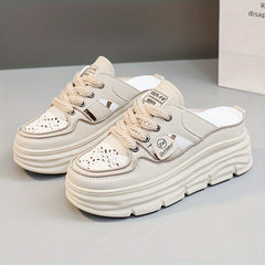 Women's Comfy Stylist Platform Chunky Half Slippers Walking Shoes