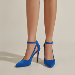 Cut-out Pointed Toe Stiletto Heels Ankle Strap Sandals