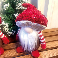 Christmas Doll Decoration Sequin Red Mushroom Ornament Gift