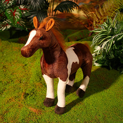 Realistic Cartoon Horse Plush Toy Soft Brown Stuffed Animal Mane Tail