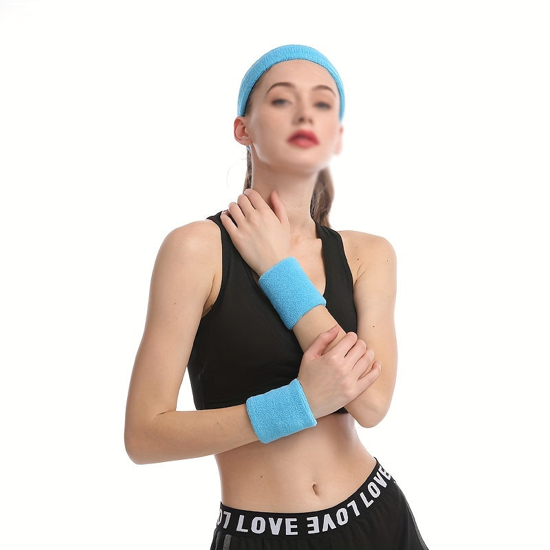 Sports Wrist Guard & Wrist Headband Set for Yoga Fitness Running