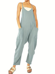 Solid Casual Jumpsuit For Summer & Spring Women's Clothing