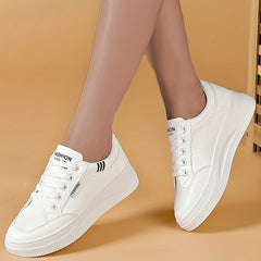 Women's Lace Up Solid Sneakers Round Toe Non slip Casual Outdoor Shoes