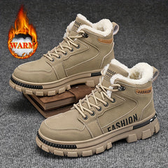 Men's Plush Lined Ankle Boots Non Slip Lace Up Shoes