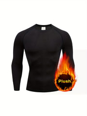 Men's Plush Insulation Undershirt for Winter Sports Training