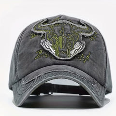 Bull Head Embroidery Baseball Cap Retro Sun Hat