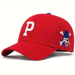 Men's P Letter Pirate Embroidered Baseball Cap Outdoor Sun Hat