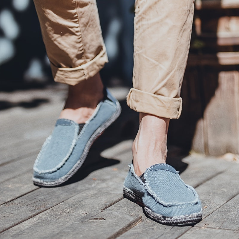 Men's Denim Casual Slip On Loafers Flat Shoes