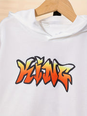 Animal & Letter Print Boys Hoodie for Spring Fall