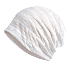 Women Thin Stripe Hollow Beanie Cap Sunscreen Headwrap Casual Hat