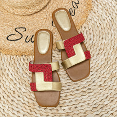Women's Square Toe Slide Sandals Lightweight Slip On Flat Shoes