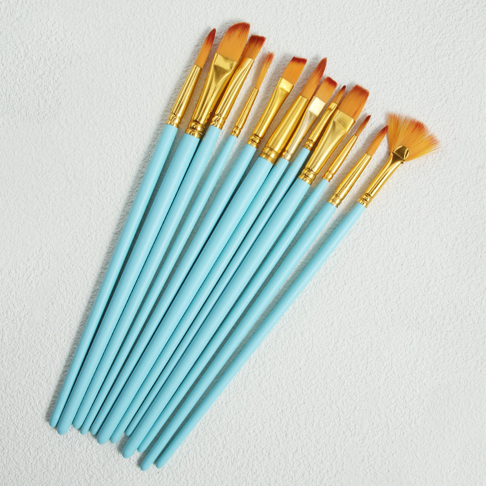 12pcs Painting Brush Nylon Brush Acrylic Paint Professional Painting Brush