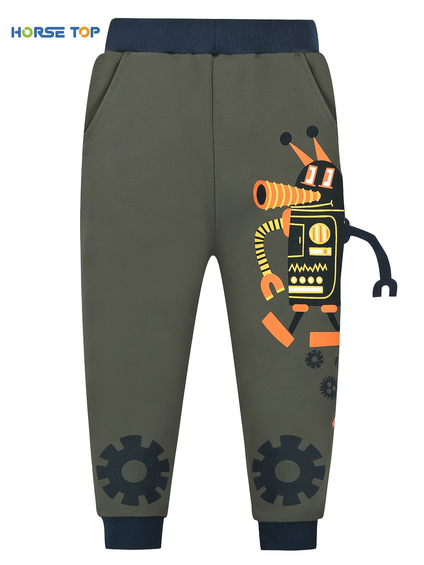 Boys Robot Print Sweatpants Elastic Waist Sports Jogger Pants