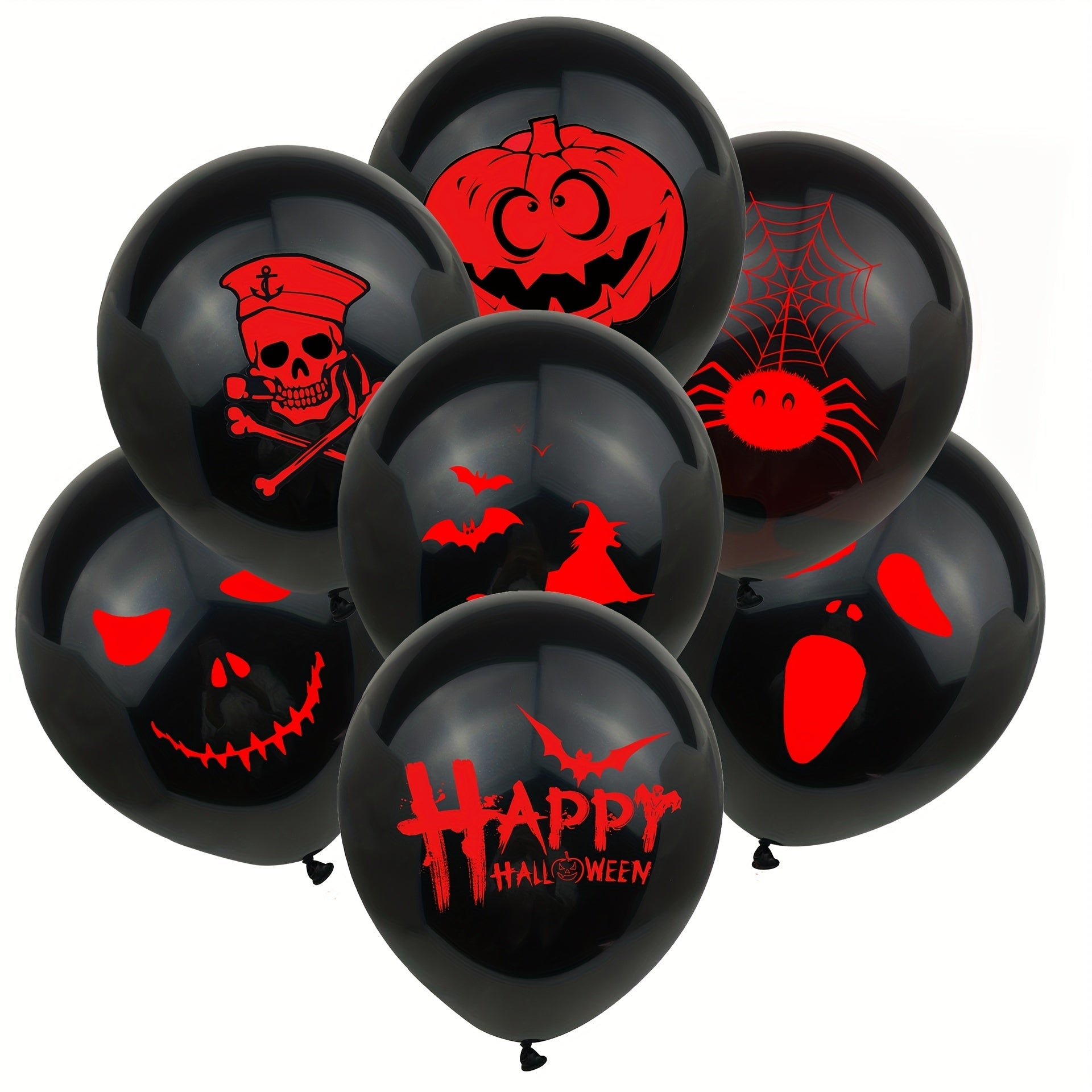 10pcs Halloween Skeleton Latex Balloon Bat Pumpkin Ghost Face