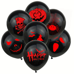 10pcs Halloween Skeleton Latex Balloon Bat Pumpkin Ghost Face