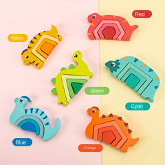 Wooden Dinosaur Mixing Puzzle Set Toy for Kids 3+