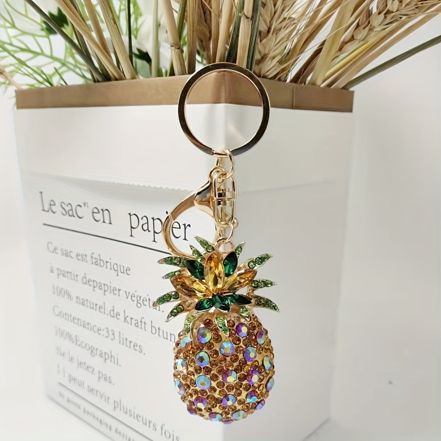 Men's Pineapple Keychain with Artificial Diamond, Small Gift