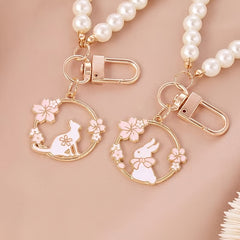Jade Rabbit Cat Keychain Bag Pendant