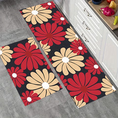 2pcs Vintage Floral Anti Fatigue Kitchen Rugs Non Slip Cushioned