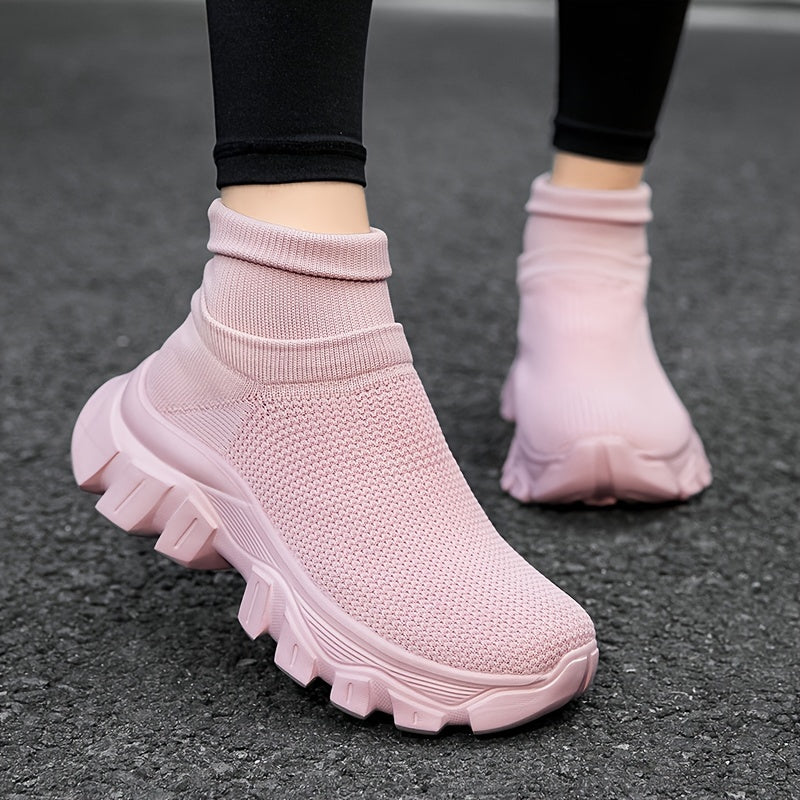 Women's Non-Slip High Top Sock Sneakers Thick Bottom Sports Shoes
