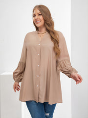 Oversized Tunic Lantern Sleeve Blouse Women's Plus Loose Fit Shirt